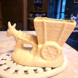 Vintage donkey pulling a cart planter
